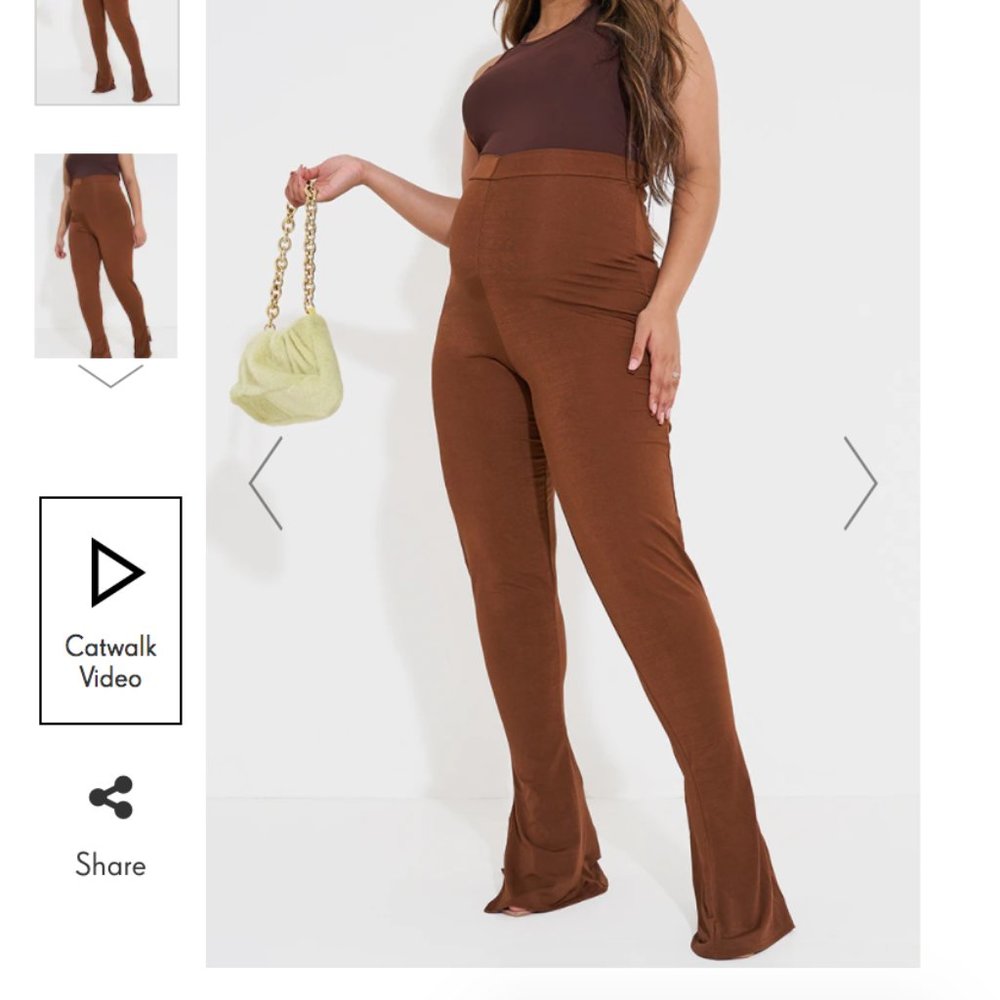 NWT Nasty Gal Camel Brown Maternity Flare Pants